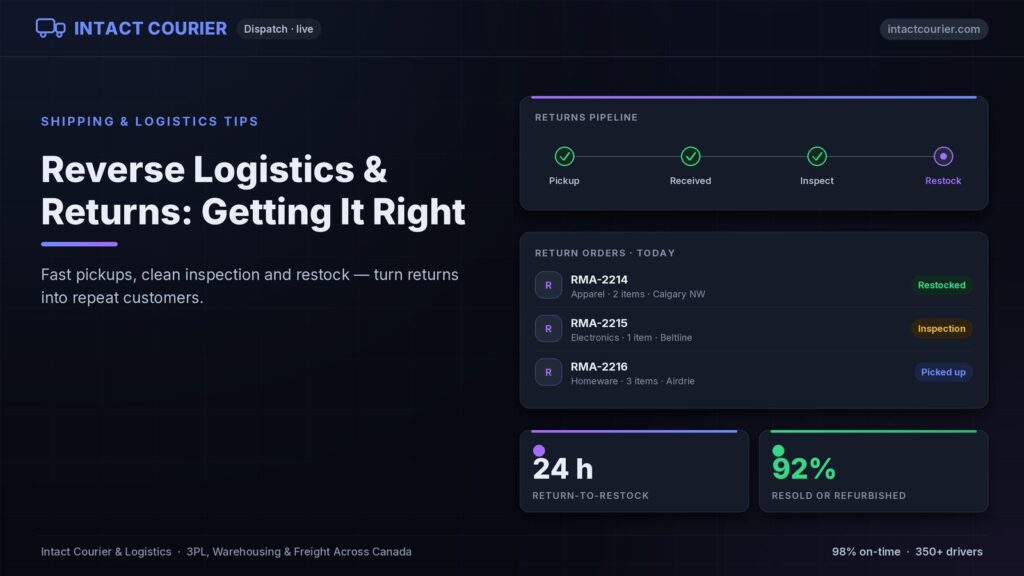 Reverse logistics returns pipeline and RMA orders — Intact Courier TMS