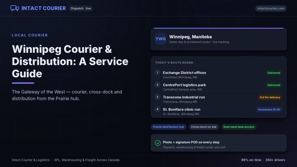 Winnipeg courier and distribution route board — Intact Courier